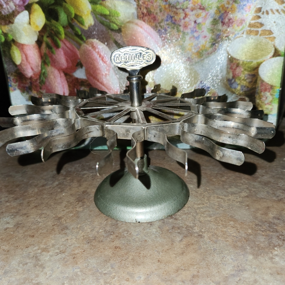 Vintage Achilles 12 Rubber Ink Stamp Holder Carousel Turnstile Spinner